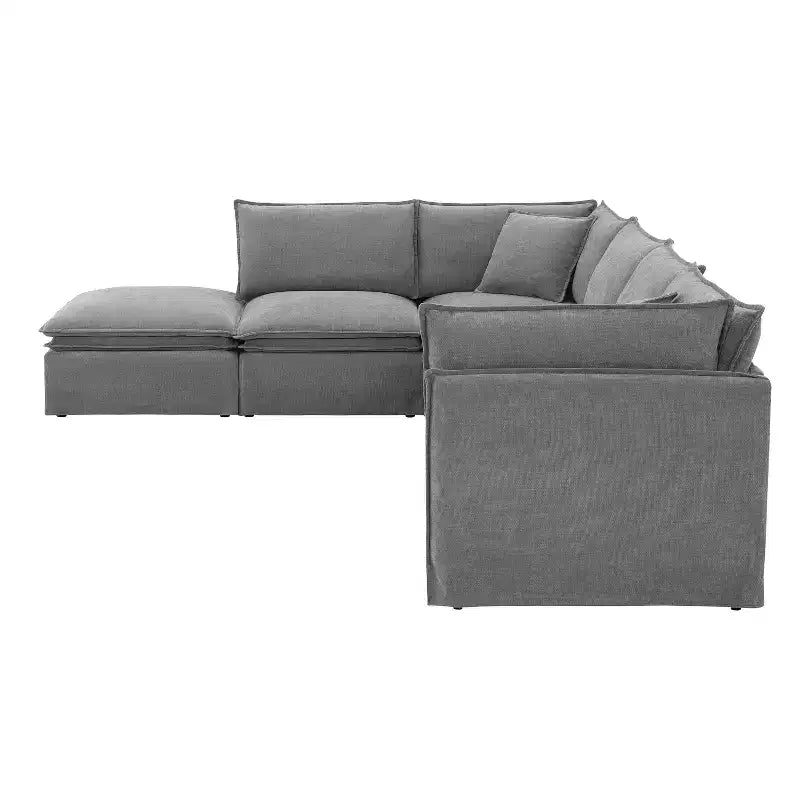 Canapé sectionnel modulaire Whisen 125.5 à 6 places avec pouf amovible, assise large, chenille, combinaison libre pour salon ou appartement