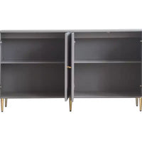 Buffet Bahut Meuble de Rangement en Bois Laqué Bleu Moderne à 4 Portes
