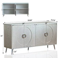 Buffet de salle à manger moderne en bois laqué 4 portes, armoire de rangement