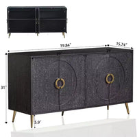Buffet de salle à manger moderne en bois laqué 4 portes, armoire de rangement