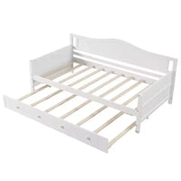 Costway - Lit de jour taille Twin avec gigogne, canapé-lit en bois massif avec support à lattes, lit d'amis, blanc / gris