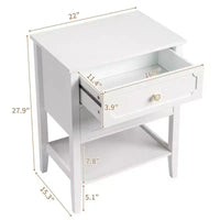 Karl Home | Table de chevet en bois massif avec deux tiroirs