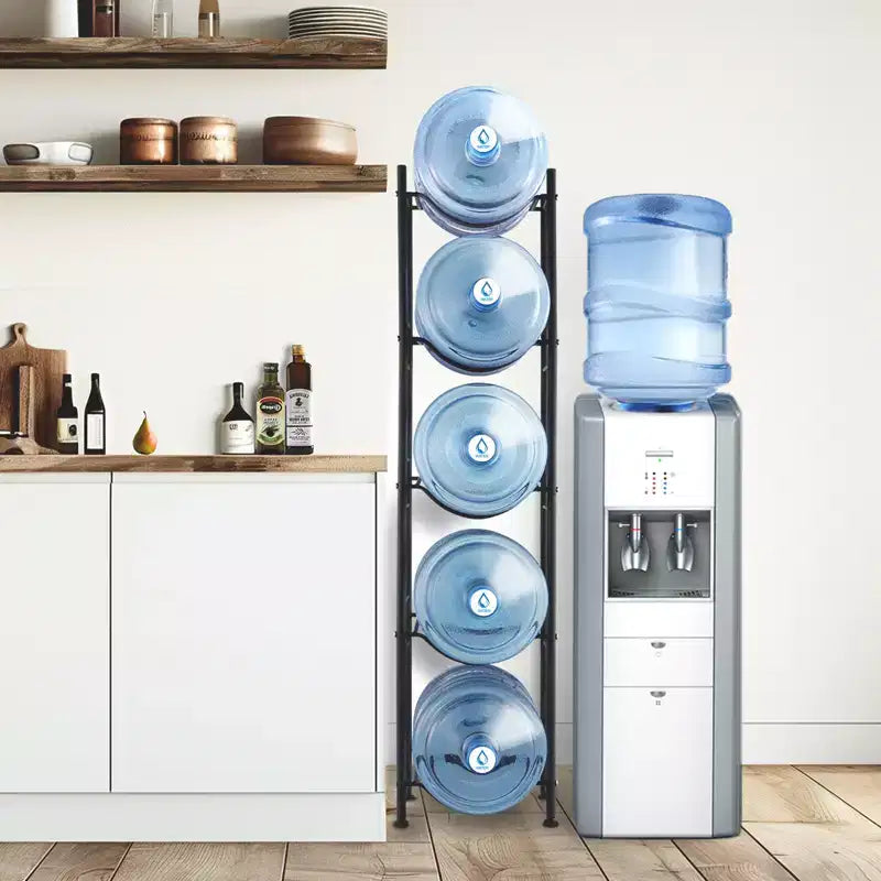 VEVOR support à bonbonnes d'eau à 5 niveaux, support pour bonbonne d'eau de 5 gallons, rack à bouteilles d'eau simple rangée pour 5 bouteilles, rack robuste à bonbonnes d'eau