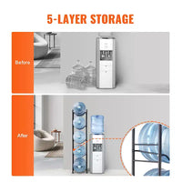 VEVOR support à bonbonnes d'eau à 5 niveaux, support pour bonbonne d'eau de 5 gallons, rack à bouteilles d'eau simple rangée pour 5 bouteilles, rack robuste à bonbonnes d'eau