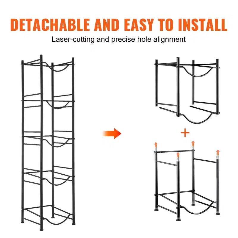 VEVOR support à bonbonnes d'eau à 5 niveaux, support pour bonbonne d'eau de 5 gallons, rack à bouteilles d'eau simple rangée pour 5 bouteilles, rack robuste à bonbonnes d'eau