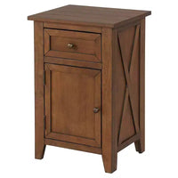 eHemco table de chevet en bois X-Side, table d'appoint avec 1 tiroir et 1 armoire de rangement à porte