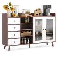 55 Buffet moderne, meuble de bar à café, étagères réglables et portes vitrées pour cuisine/salle à manger