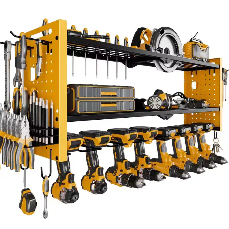 Hausource organisateur d'outils électriques à 3 niveaux rack de rangement robuste, jaune
