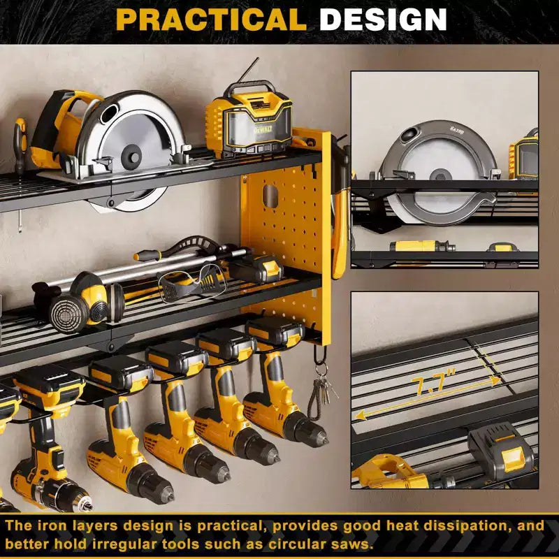 Hausource organisateur d'outils électriques à 3 niveaux rack de rangement robuste, jaune