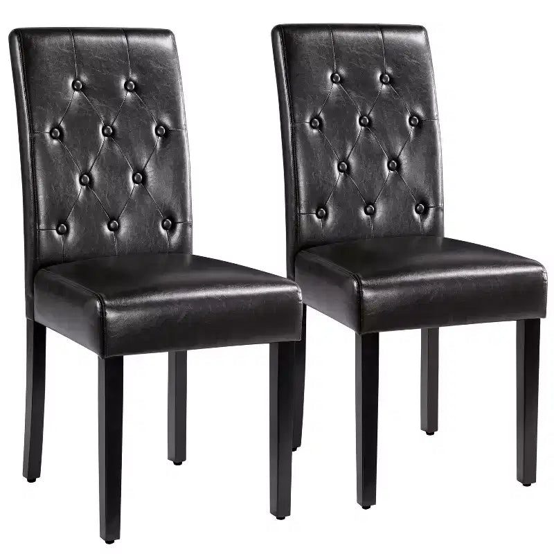 Yaheetech lot de 4 chaises de salle à manger en similicuir capitonnées à boutons pour maison, restaurants, café