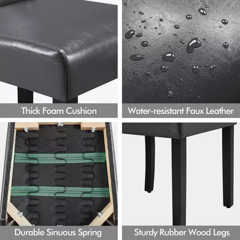 Yaheetech lot de 4 chaises de salle à manger en similicuir capitonnées à boutons pour maison, restaurants, café