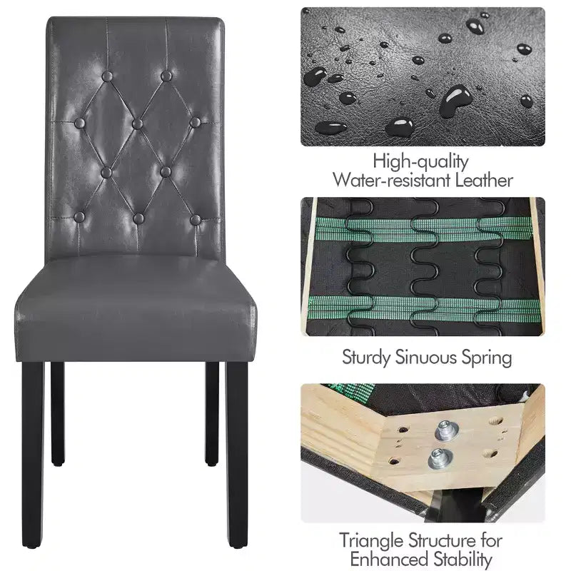 Yaheetech lot de 4 chaises de salle à manger en similicuir capitonnées à boutons pour maison, restaurants, café