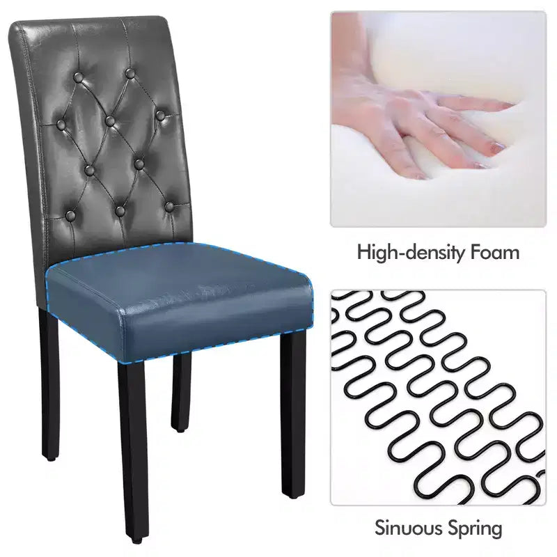 Yaheetech lot de 4 chaises de salle à manger en similicuir capitonnées à boutons pour maison, restaurants, café