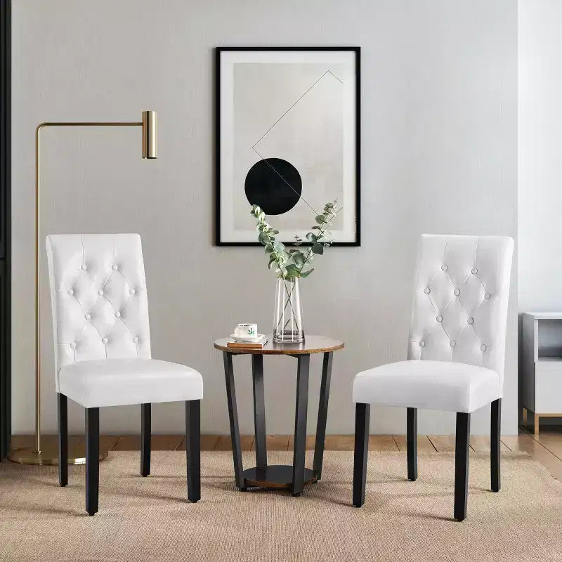 Yaheetech lot de 4 chaises de salle à manger en similicuir capitonnées à boutons pour maison, restaurants, café