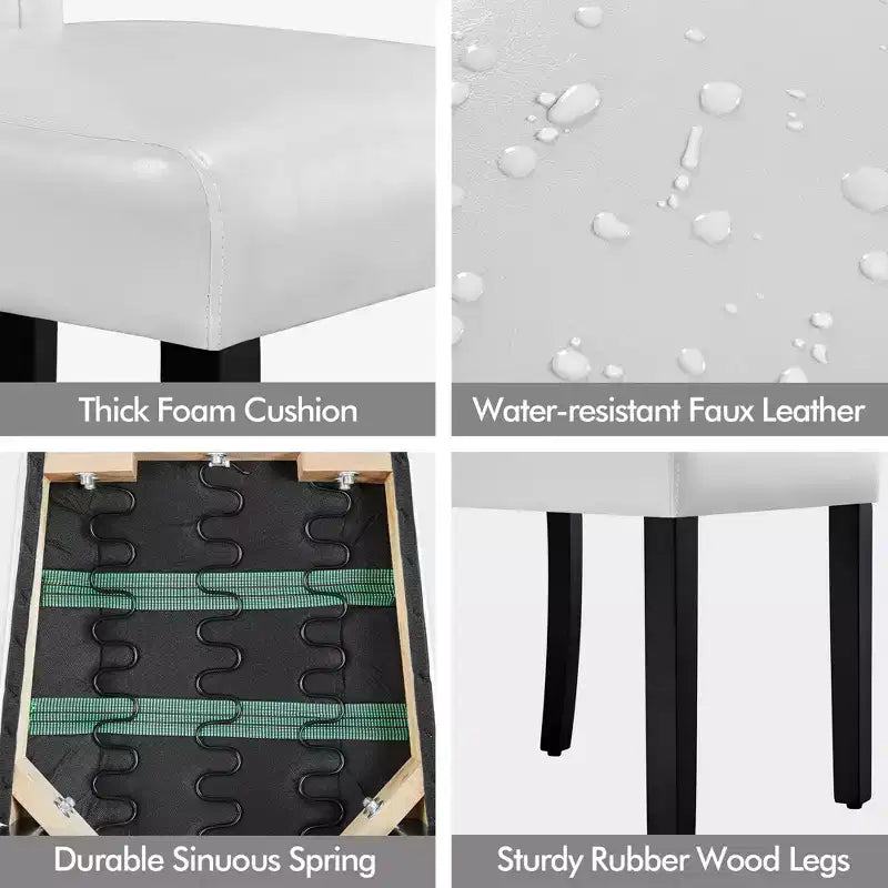 Yaheetech lot de 4 chaises de salle à manger en similicuir capitonnées à boutons pour maison, restaurants, café