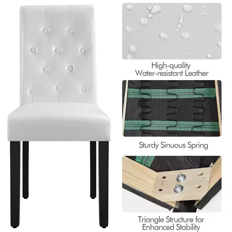 Yaheetech lot de 4 chaises de salle à manger en similicuir capitonnées à boutons pour maison, restaurants, café