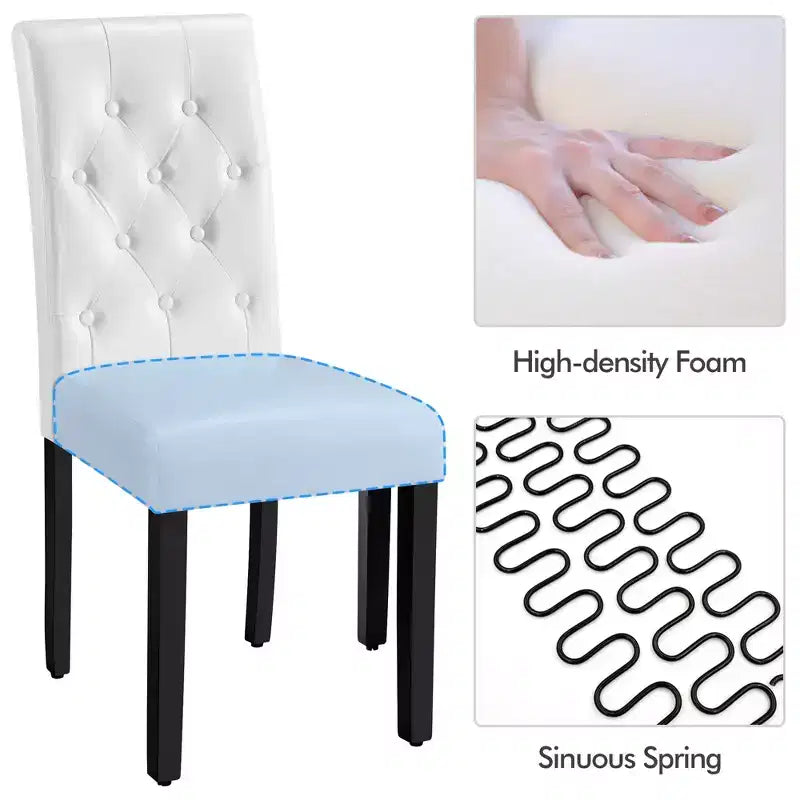 Yaheetech lot de 4 chaises de salle à manger en similicuir capitonnées à boutons pour maison, restaurants, café