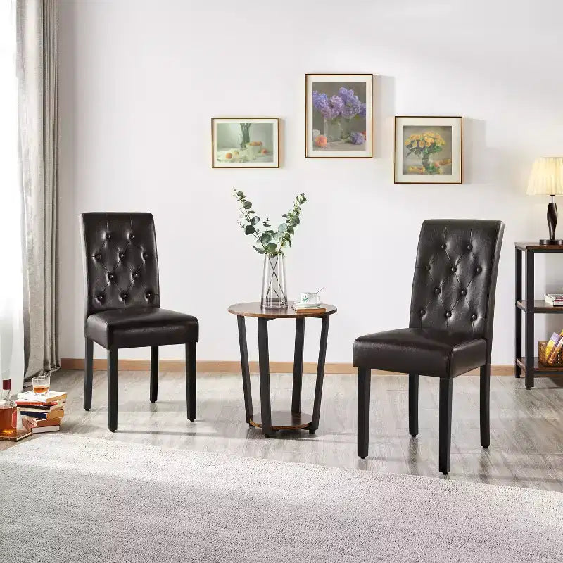 Yaheetech lot de 4 chaises de salle à manger en similicuir capitonnées à boutons pour maison, restaurants, café