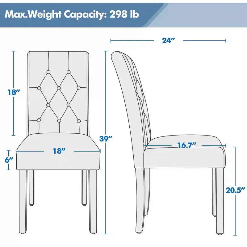 Yaheetech lot de 4 chaises de salle à manger en similicuir capitonnées à boutons pour maison, restaurants, café