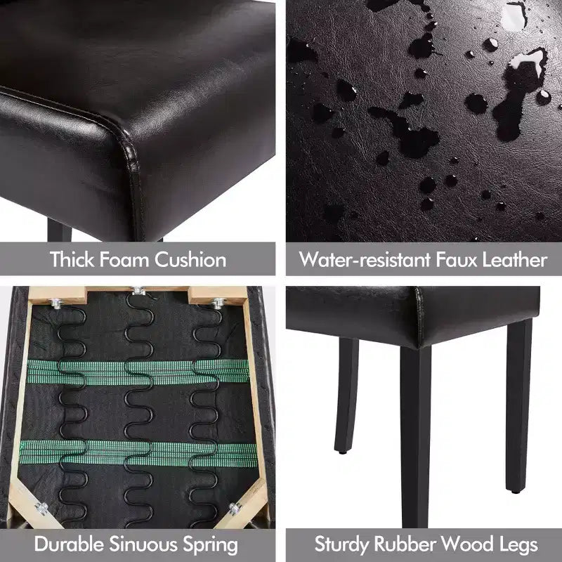 Yaheetech lot de 4 chaises de salle à manger en similicuir capitonnées à boutons pour maison, restaurants, café