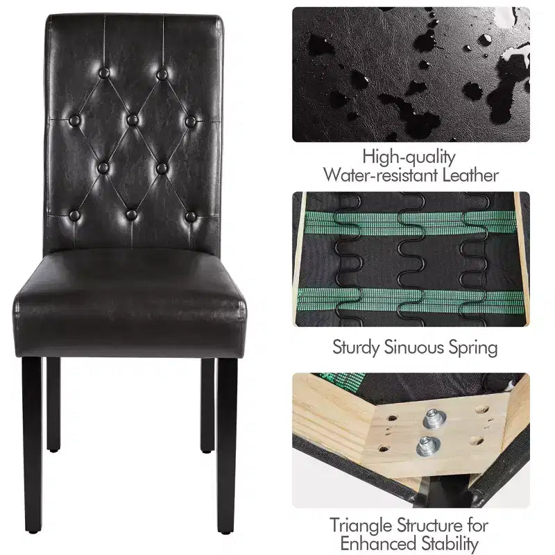 Yaheetech lot de 4 chaises de salle à manger en similicuir capitonnées à boutons pour maison, restaurants, café