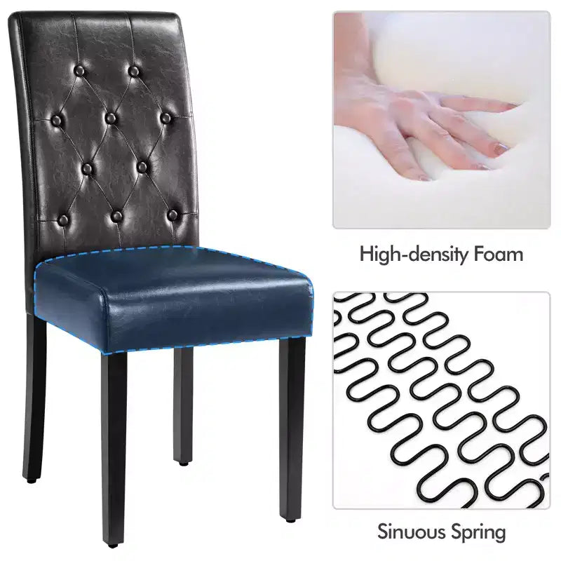 Yaheetech lot de 4 chaises de salle à manger en similicuir capitonnées à boutons pour maison, restaurants, café