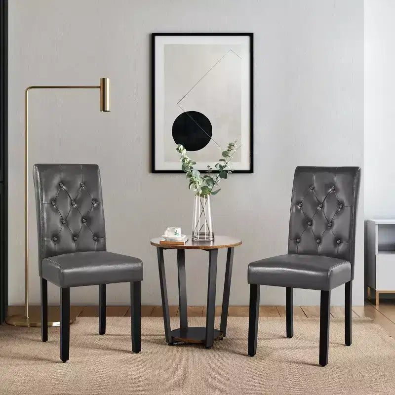 Yaheetech lot de 4 chaises de salle à manger en similicuir capitonnées à boutons pour maison, restaurants, café