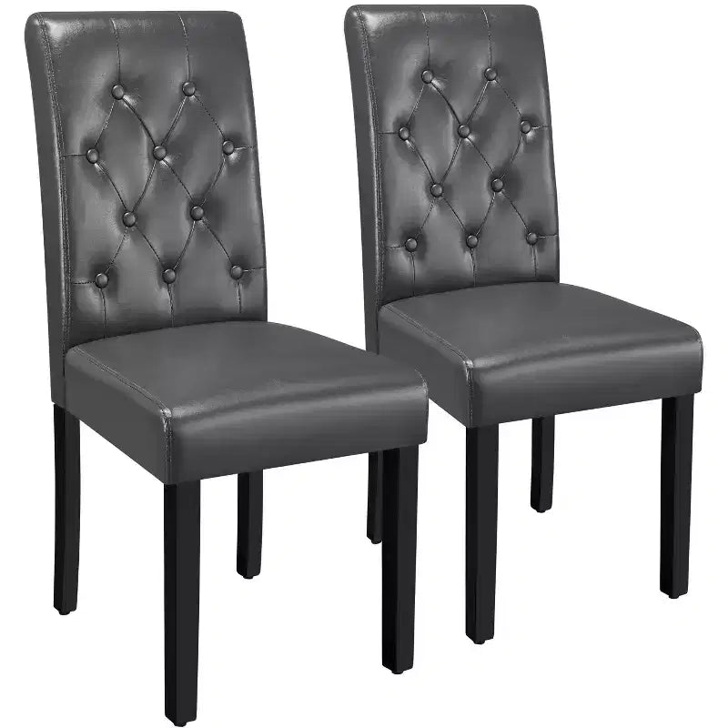 Yaheetech lot de 4 chaises de salle à manger en similicuir capitonnées à boutons pour maison, restaurants, café