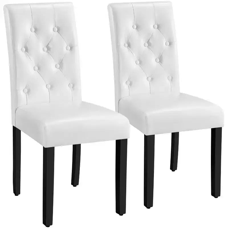 Yaheetech lot de 4 chaises de salle à manger en similicuir capitonnées à boutons pour maison, restaurants, café