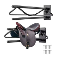 VEVOR rack à selles avec barre de tapis, 23.8 x 12.6 x 10.2 po, lot de 2 supports de selle muraux, support de selle en acier robuste, rack à selles western et anglaise