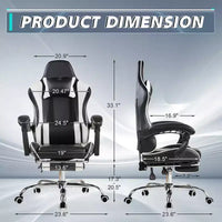 Chaise gaming inclinable VECELO, chaise gaming ergonomique en similicuir à hauteur réglable avec repose-pieds et soutien lombaire, noir