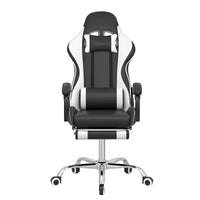 Chaise gaming inclinable VECELO, chaise gaming ergonomique en similicuir à hauteur réglable avec repose-pieds et soutien lombaire, noir