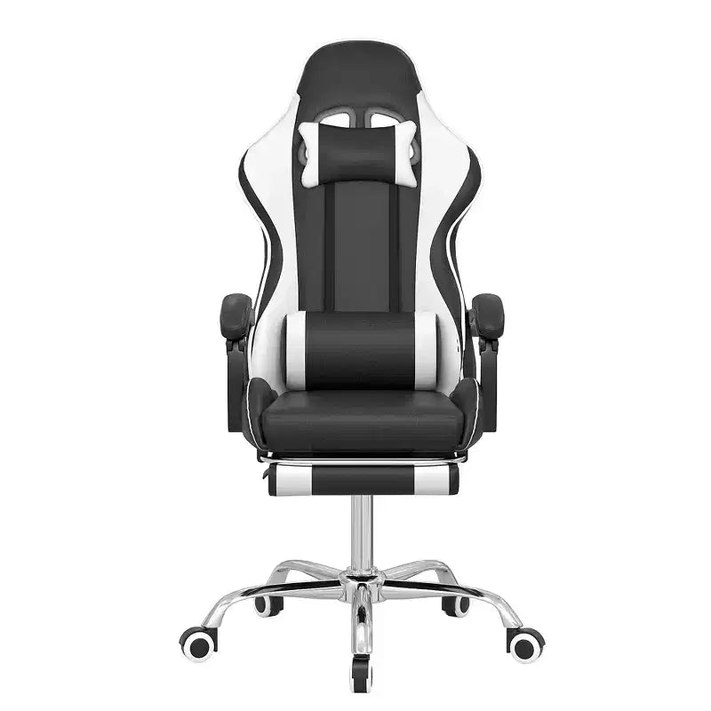 Chaise gaming inclinable VECELO, chaise gaming ergonomique en similicuir à hauteur réglable avec repose-pieds et soutien lombaire, noir