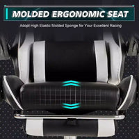 Chaise gaming inclinable VECELO, chaise gaming ergonomique en similicuir à hauteur réglable avec repose-pieds et soutien lombaire, noir