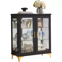 Kings Brand Furniture vitrine buffet curio moderne avec portes vitrées et étagères réglables