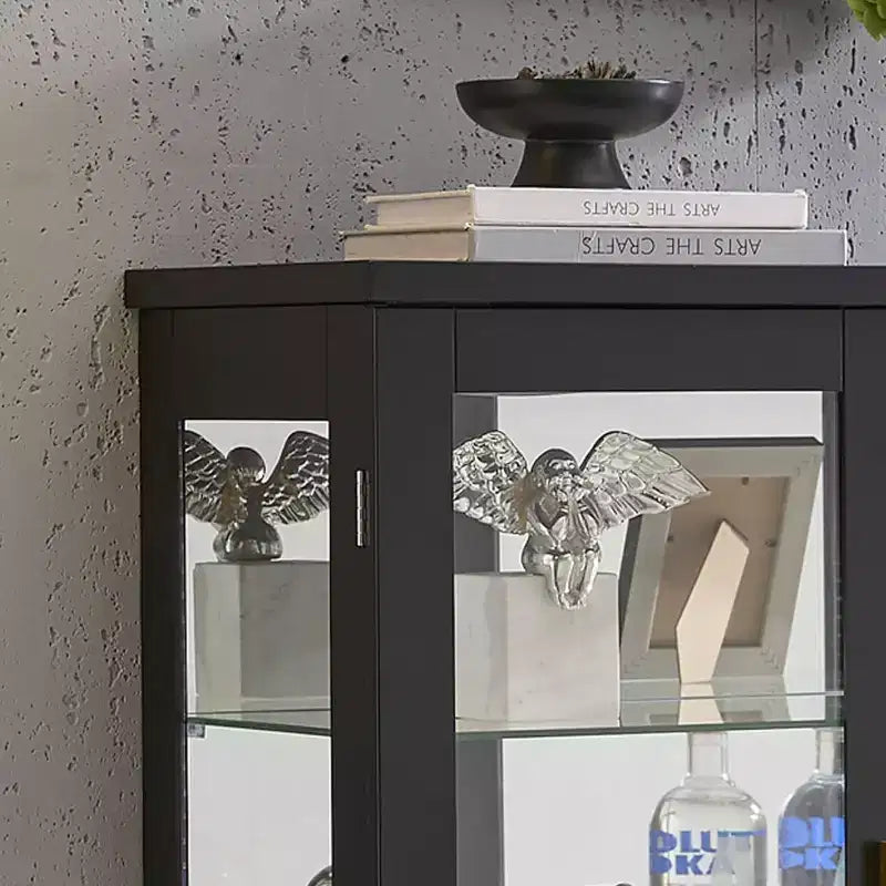 Kings Brand Furniture vitrine buffet curio moderne avec portes vitrées et étagères réglables