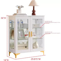 Kings Brand Furniture vitrine buffet curio moderne avec portes vitrées et étagères réglables