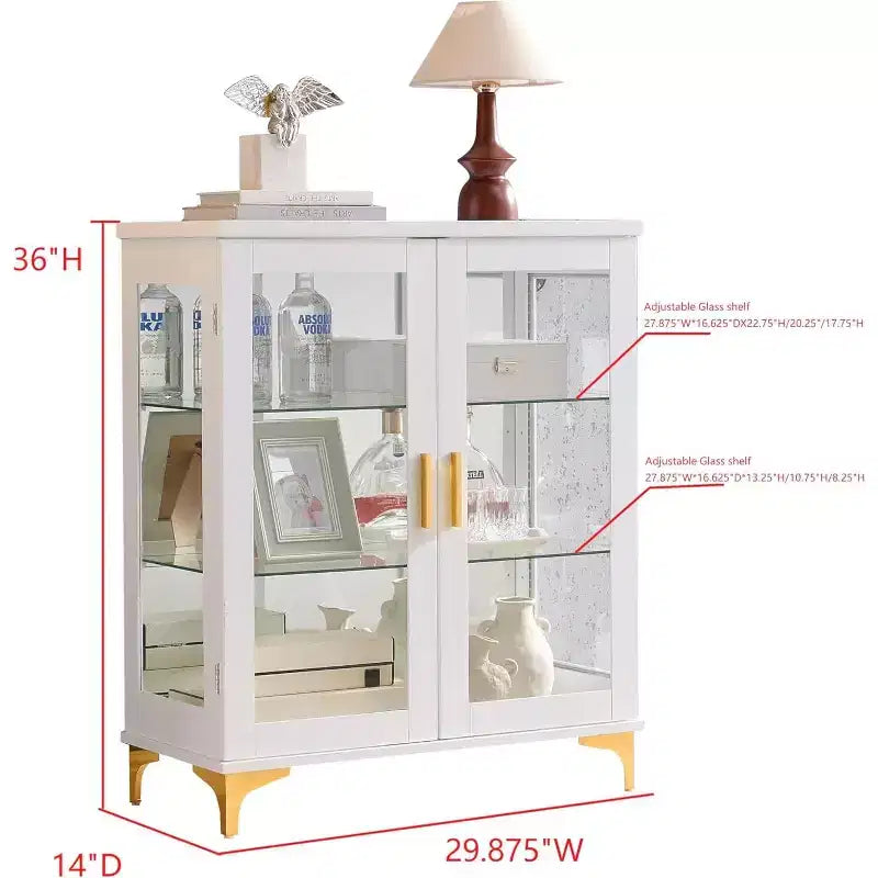 Kings Brand Furniture vitrine buffet curio moderne avec portes vitrées et étagères réglables
