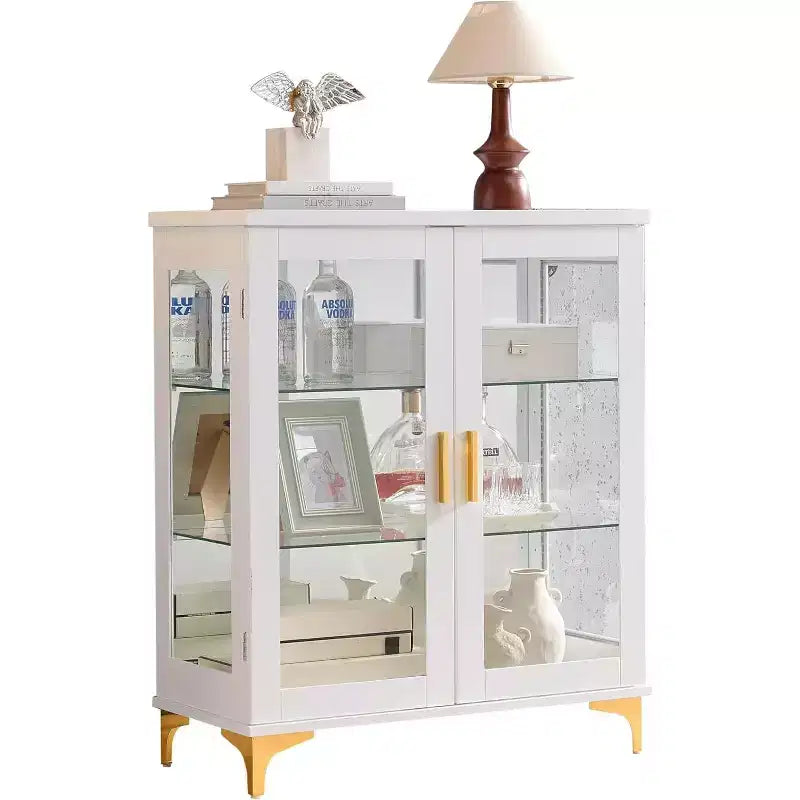 Kings Brand Furniture vitrine buffet curio moderne avec portes vitrées et étagères réglables