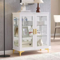 Kings Brand Furniture vitrine buffet curio moderne avec portes vitrées et étagères réglables