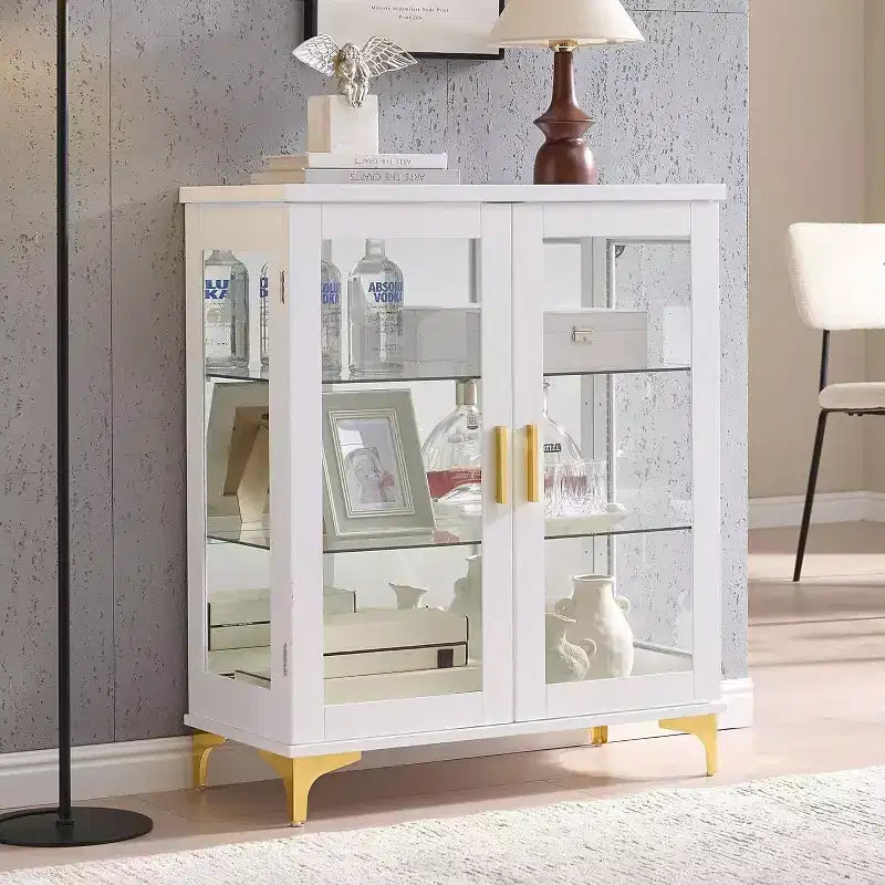 Kings Brand Furniture vitrine buffet curio moderne avec portes vitrées et étagères réglables