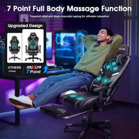 Chaise gaming ergonomique Douxlife moderne à massage 7 points avec repose-pieds et accoudoirs réglables, noir gris