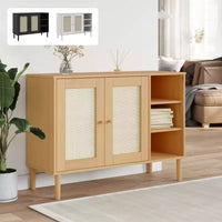 vidaXL SENJA Buffet bahut en aspect rotin, pin massif, avec 3 compartiments ouverts