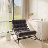 Fauteuil à bascule Papasan d'extérieur avec coussin épais imperméable, fauteuil à bascule en métal très résistant, fauteuil lounge confortable pour salon intérieur, terrasse, jardin