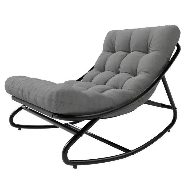 Fauteuil à bascule Papasan d'extérieur avec coussin épais imperméable, fauteuil à bascule en métal très résistant, fauteuil lounge confortable pour salon intérieur, terrasse, jardin
