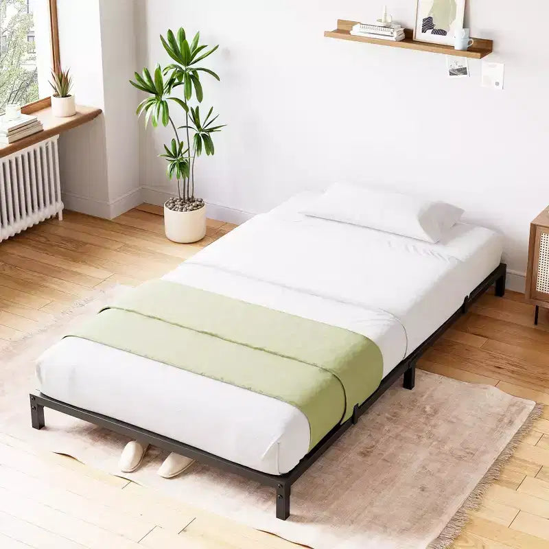 Whizmax - Cadre de lit 6 pouces sans sommier requis, cadre de lit plateforme métallique robuste taille Twin pour chambre, montage facile, sans bruit, noir