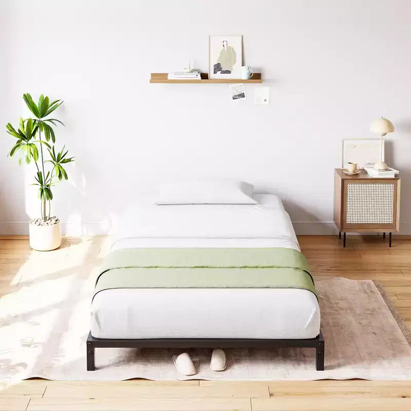 Whizmax - Cadre de lit 6 pouces sans sommier requis, cadre de lit plateforme métallique robuste taille Twin pour chambre, montage facile, sans bruit, noir