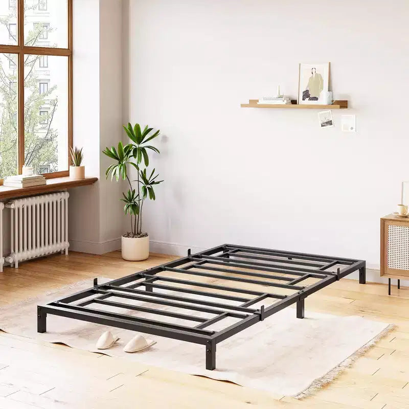 Whizmax - Cadre de lit 6 pouces sans sommier requis, cadre de lit plateforme métallique robuste taille Twin pour chambre, montage facile, sans bruit, noir