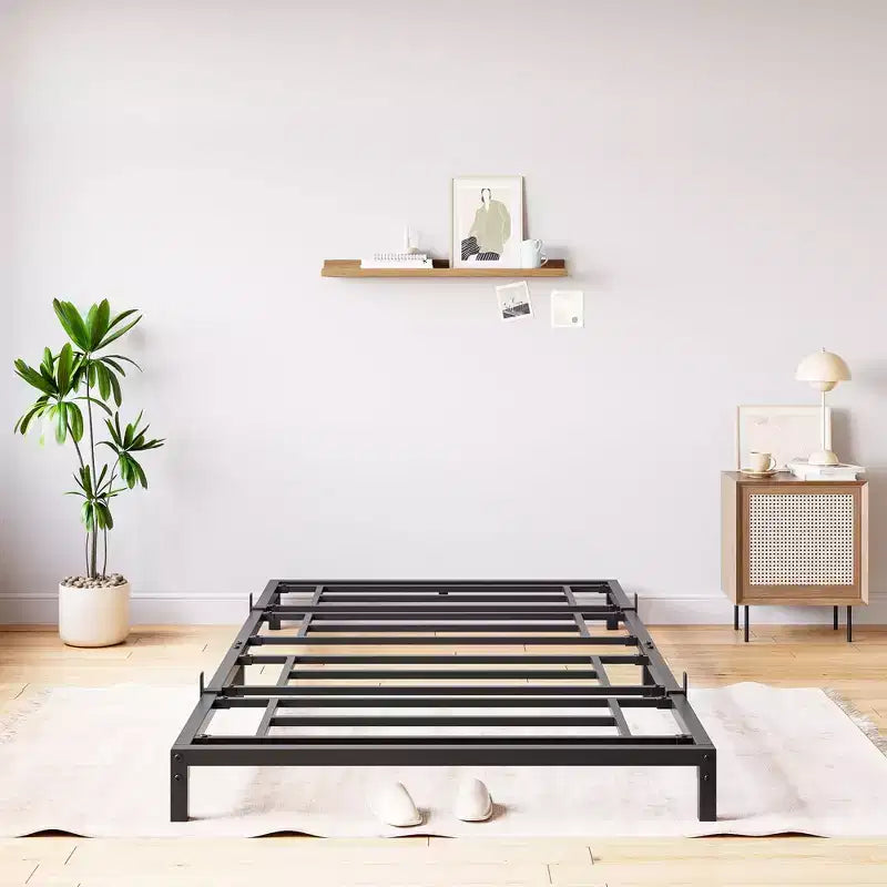 Whizmax - Cadre de lit 6 pouces sans sommier requis, cadre de lit plateforme métallique robuste taille Twin pour chambre, montage facile, sans bruit, noir
