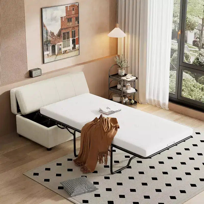 Lit pouf convertible taille Twin avec matelas - lit d'appoint gain de place pour salon et appartement